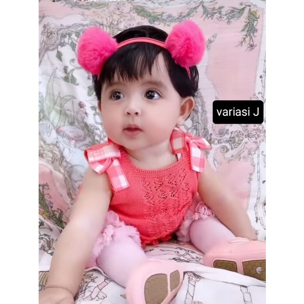 bandana bayi nilon big pompom