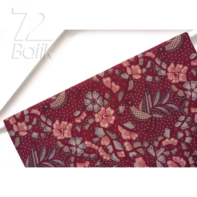 KAIN BATIK PREMIUM Bahan Katun Motif Burung Kembang Warna Merah Maroon Maron Marun 724629 Cap 72 Jarik Jarit Samping Kebat Panjang Batik Katun Modern Premium Bahan Seragam Batik Pernikahan Kantor Keluarga Murah Kamen Jadi Batik Bali Lembaran