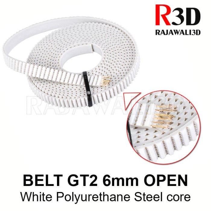 GT2 Timing Belt Width 6mm PU Polyurethane Steel Core White Open /meter