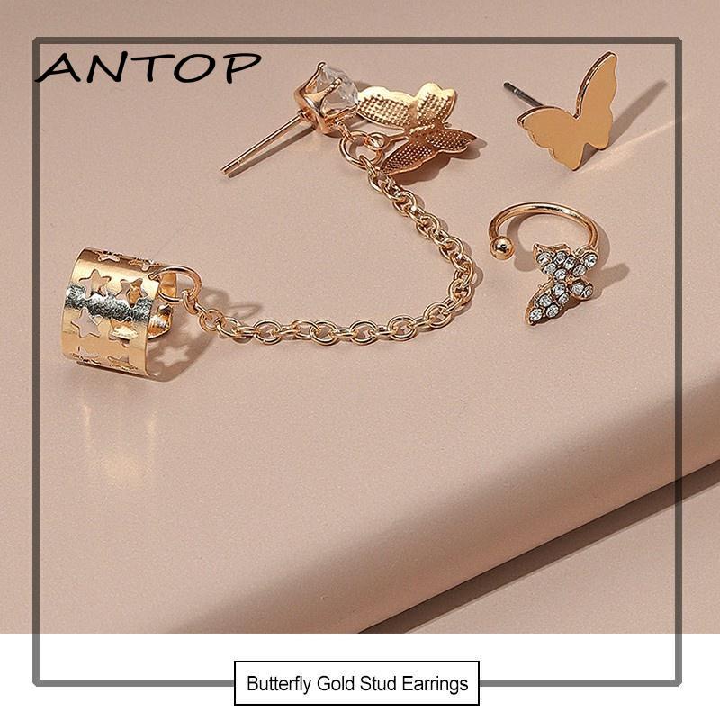 Butterfly Anting Klip Bentuk Kupu-Kupu Bahan Alloy