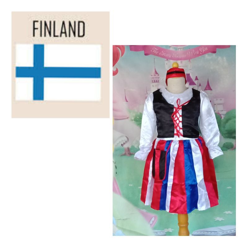 Finlandia/Baju Negara Finlandia Girl/Pakaian Adat Internasional Anak