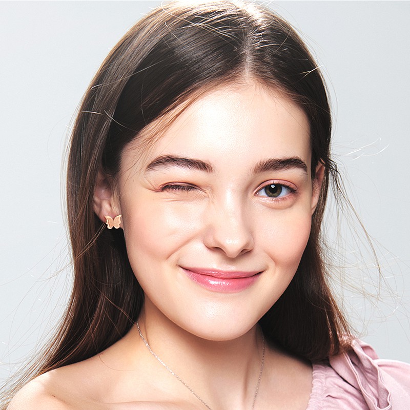 OLEVS Anting wanita Tusuk Stud earring Pola Kupu-kupu Warna  Rose Gold Gaya Chic Retro Anting-anting-3