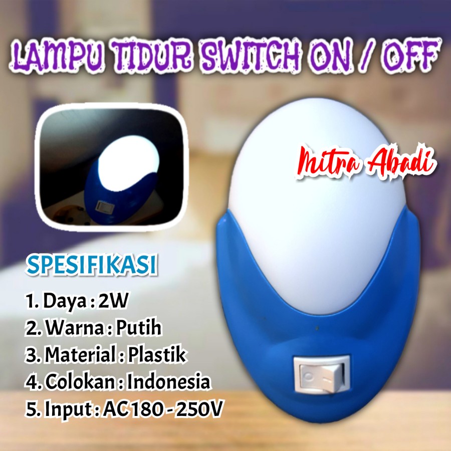 Lampu Tidur LED Putih / White Switch ON - OFF Portable