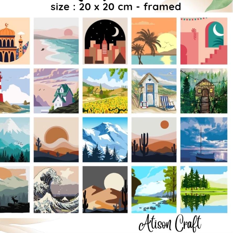 

GRATIS ONGKIR✅mini paint by number kit ready jakarta painting by numbers 20x20 cm mix picture|KD9