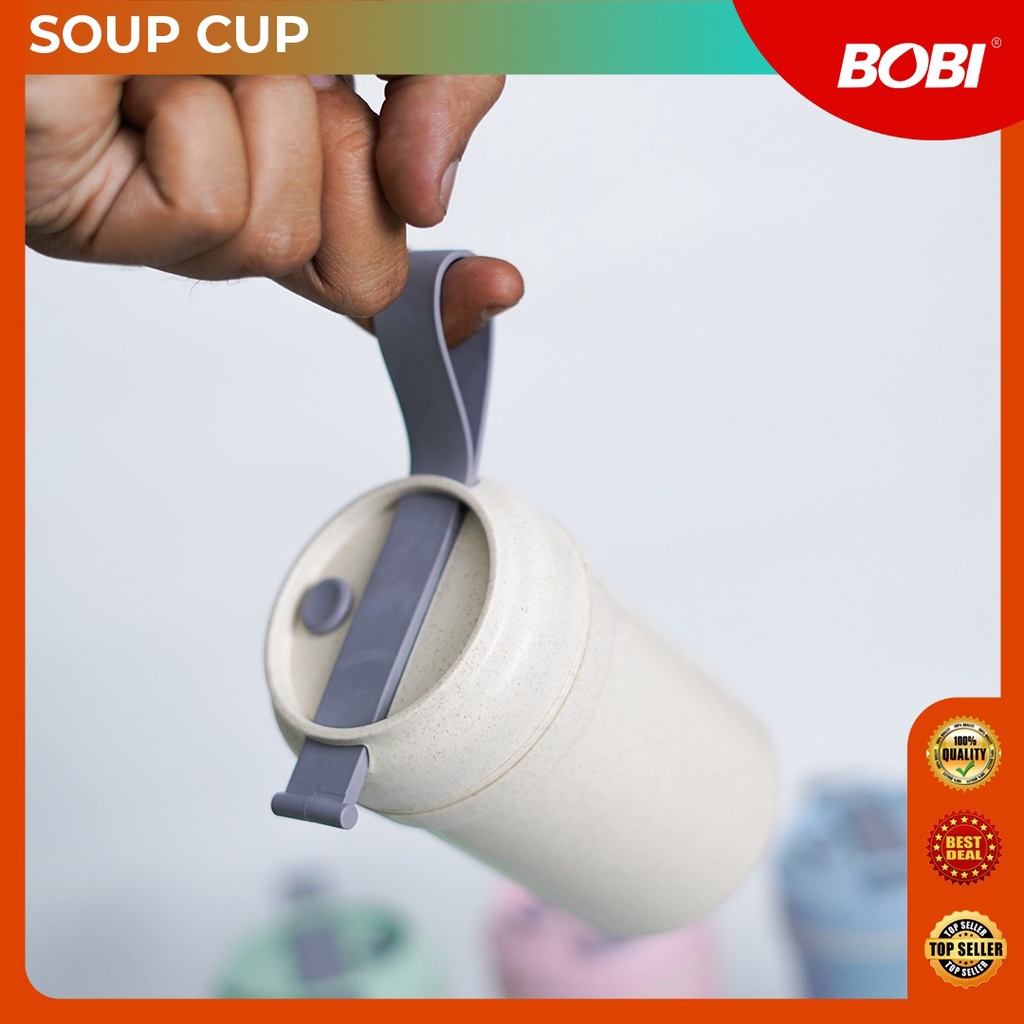 Cup Soup atau Cangkir Sup Probtable Multifungsi //  Mangkuk Sup Jerami Gandum Piknik Portable 300ml