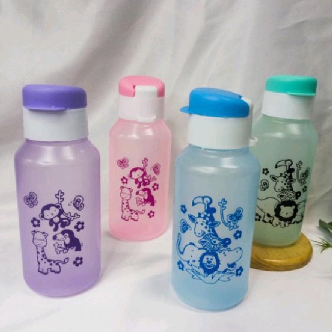 Botol Minum Anak Bekal Sekolah 350 ml Fliptop Plastik BPA Free Warna Warni