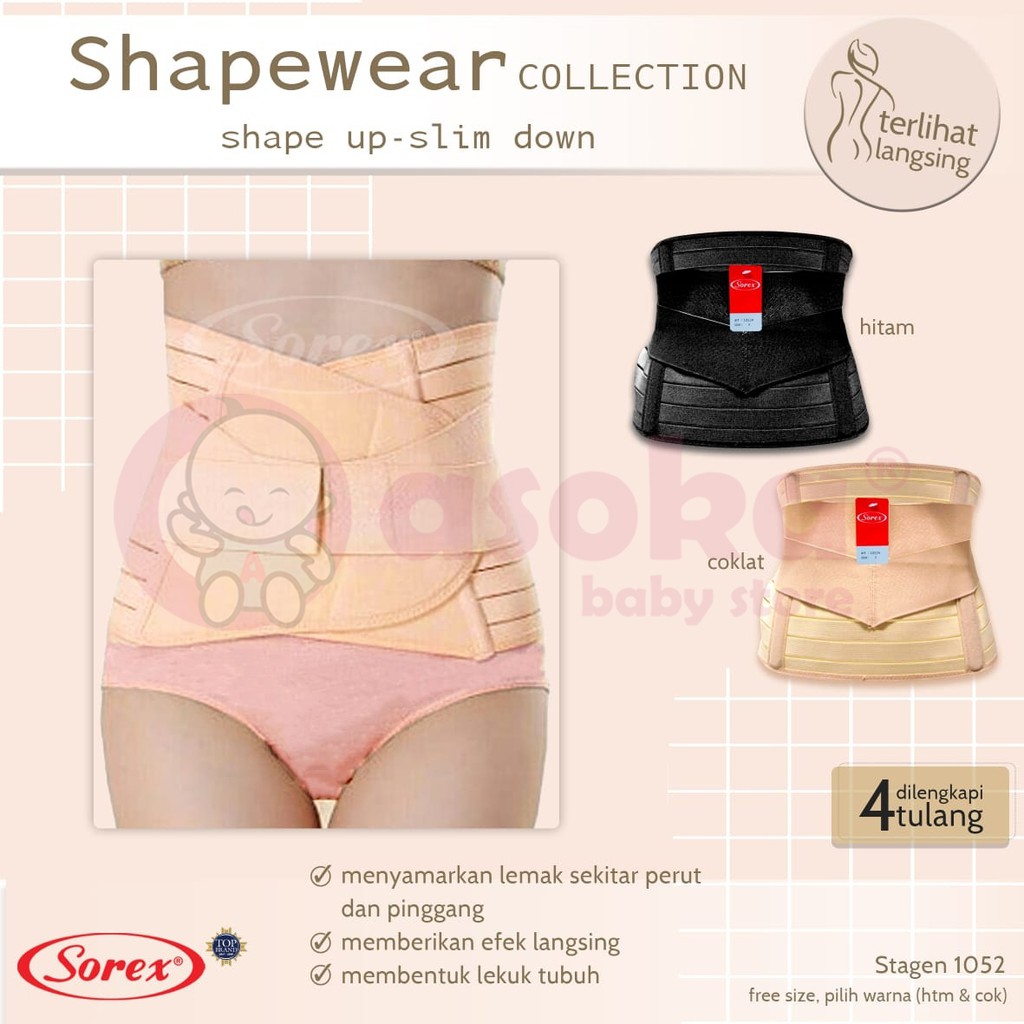 Sorex Corset Perut Stagen Pelangsing 1052 Tulang &amp; Perekat ASOKA