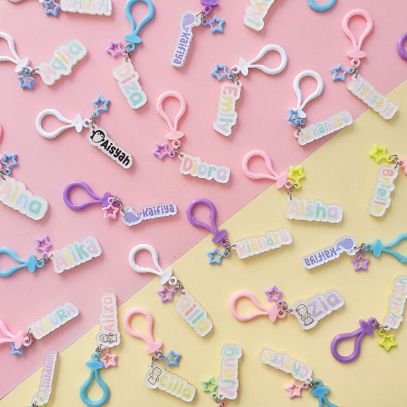 (LIGHTLYSKY) Gantungan Tas Custom Nama - Name Tag Custom - Bag Tag Sekolah Custom