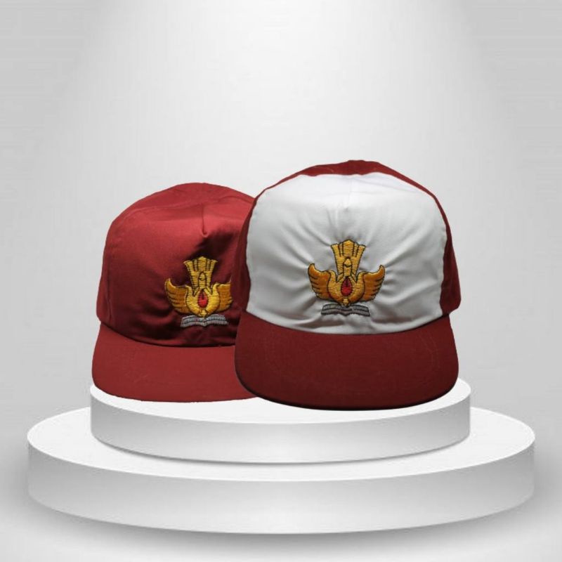 Topi Sekolah SD Topi Merah Putih SD dan Topi Merah Polos SD Perekat Karet Berbahan Katun Berkualitas