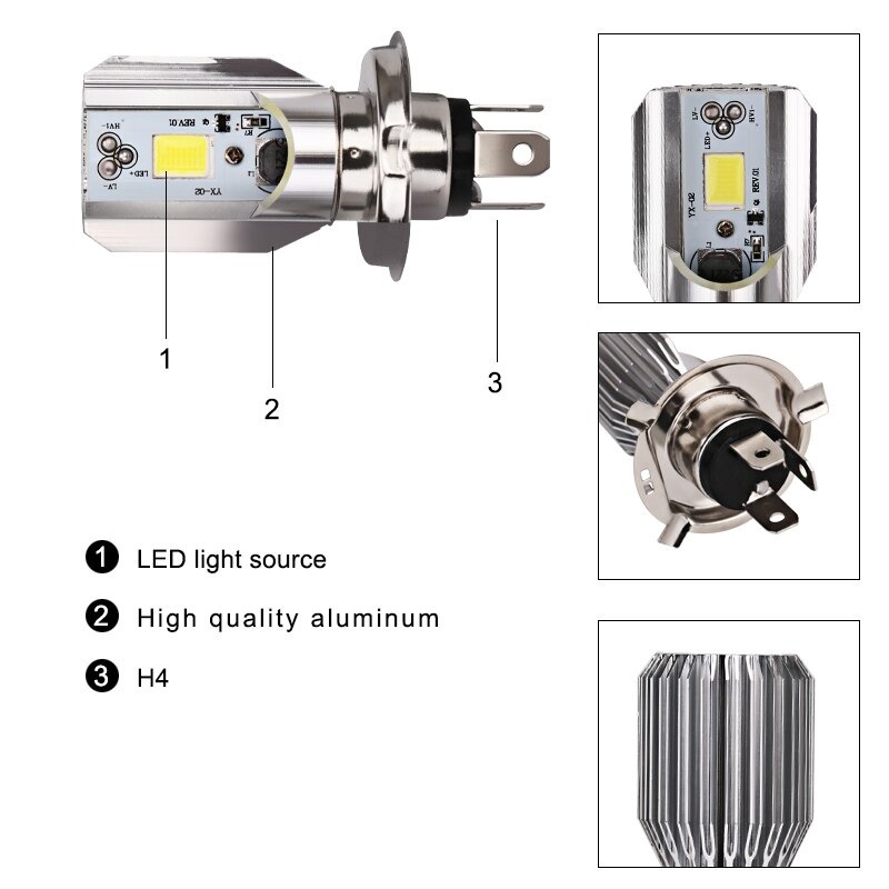 Lampu Depan Motor Led Superterang H4 Lampu Motor Headlight LED Hs1 6W 6500K 1 PCS