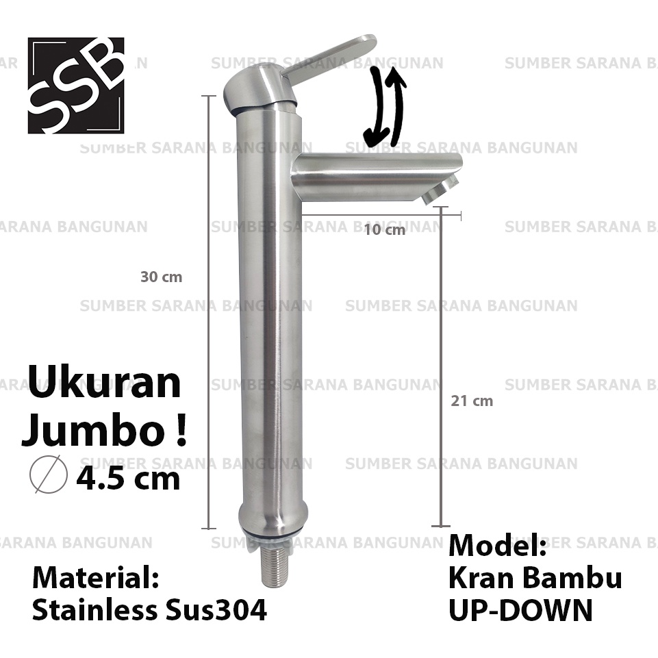 Kran Wastafel Bambu Stainless SUS 304 Tinggi Besar / Keran Westafel