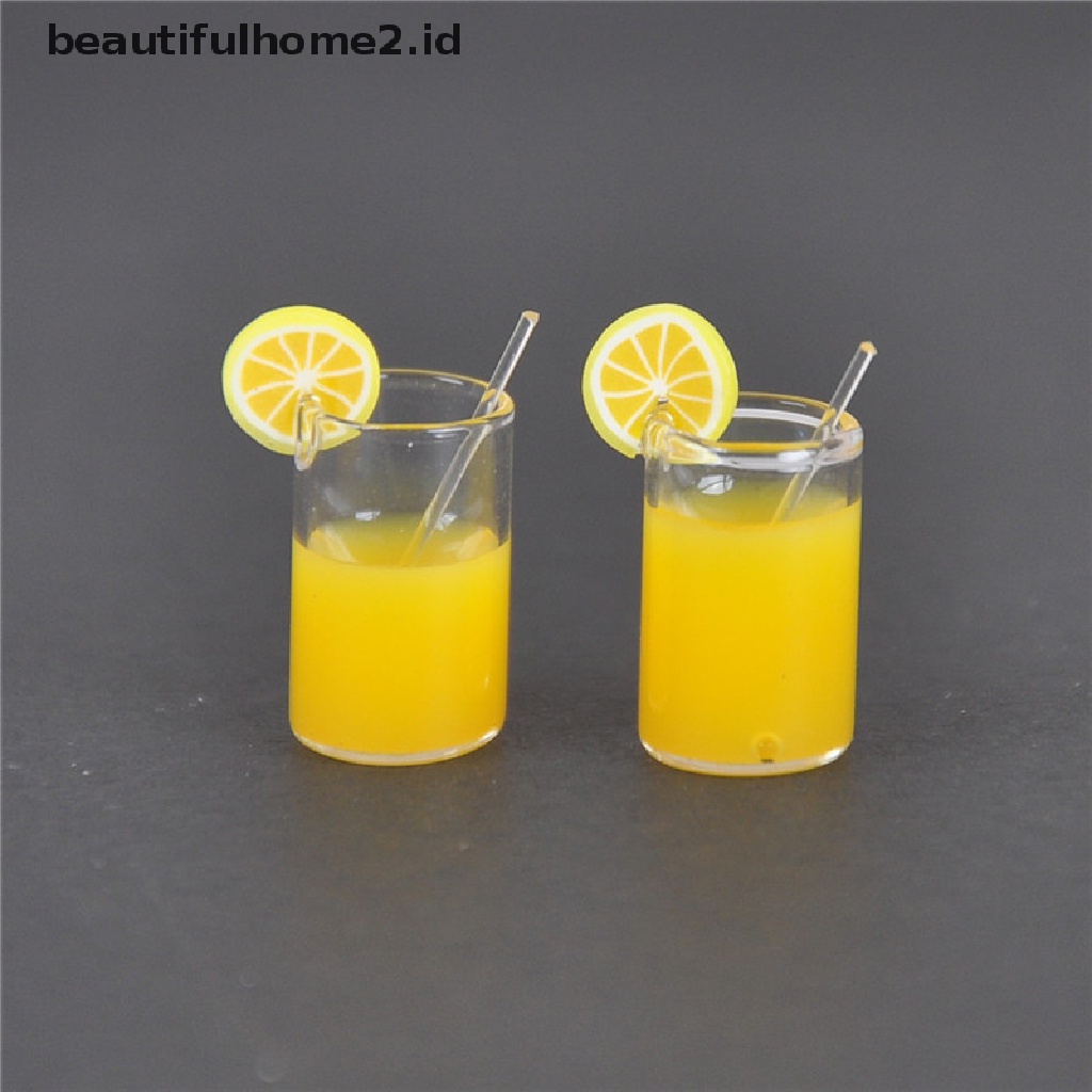 (beautifulhome2.id) 2pcs Miniatur Gelas Air Lemon Skala 1: 12 Untuk Dekorasi Rumah Boneka