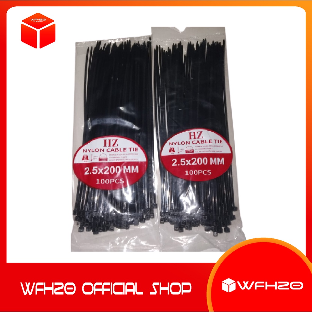 Jual Kabel TIE 2.5x200mm Warna Hitam 100pcs Nylon Cable Tie Ties