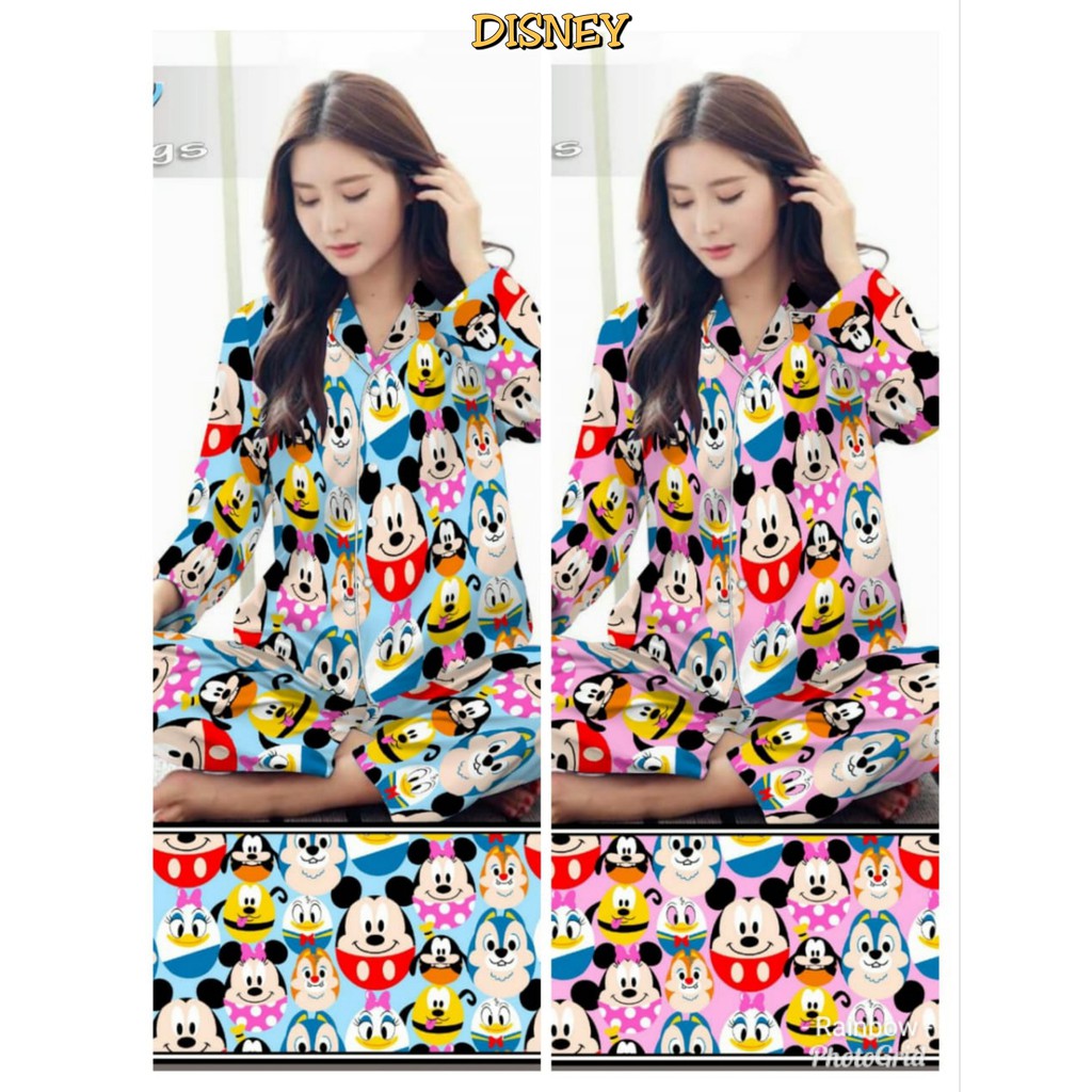 Piyama dewasa PP XL celana panjang baju panjng,motif WHITE CAT/MARIE/TEDDY/PANDA/TSUM TSUM/SPONGEBOB