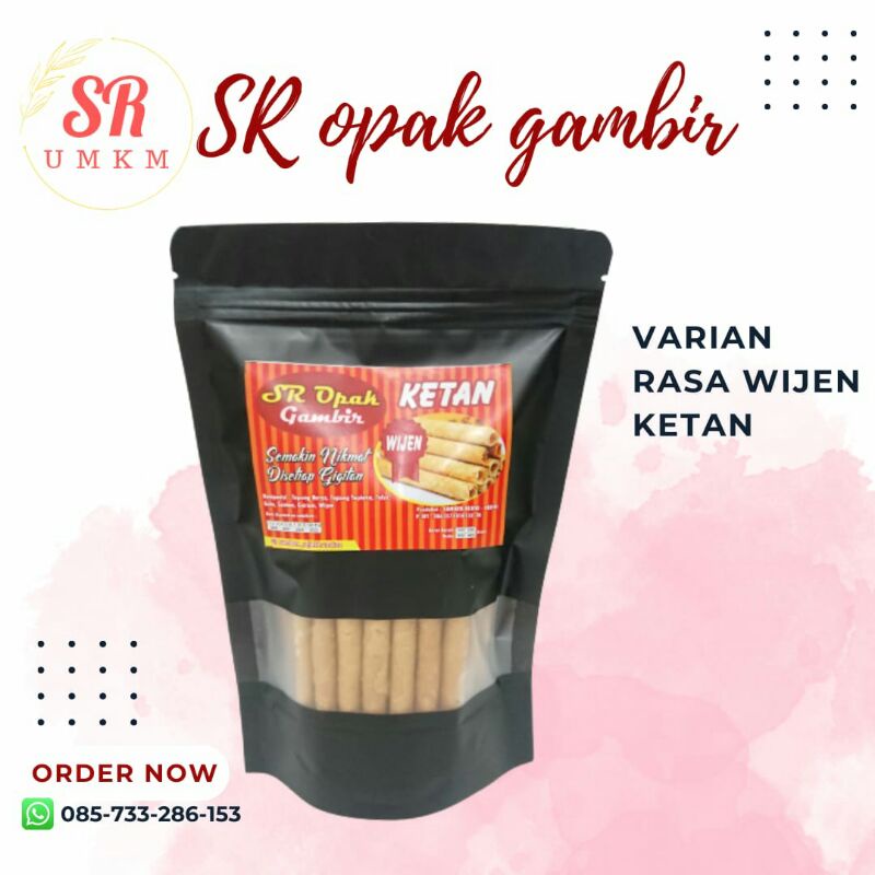 

SR opak gambir varian rasa wijen ketan 500 gram