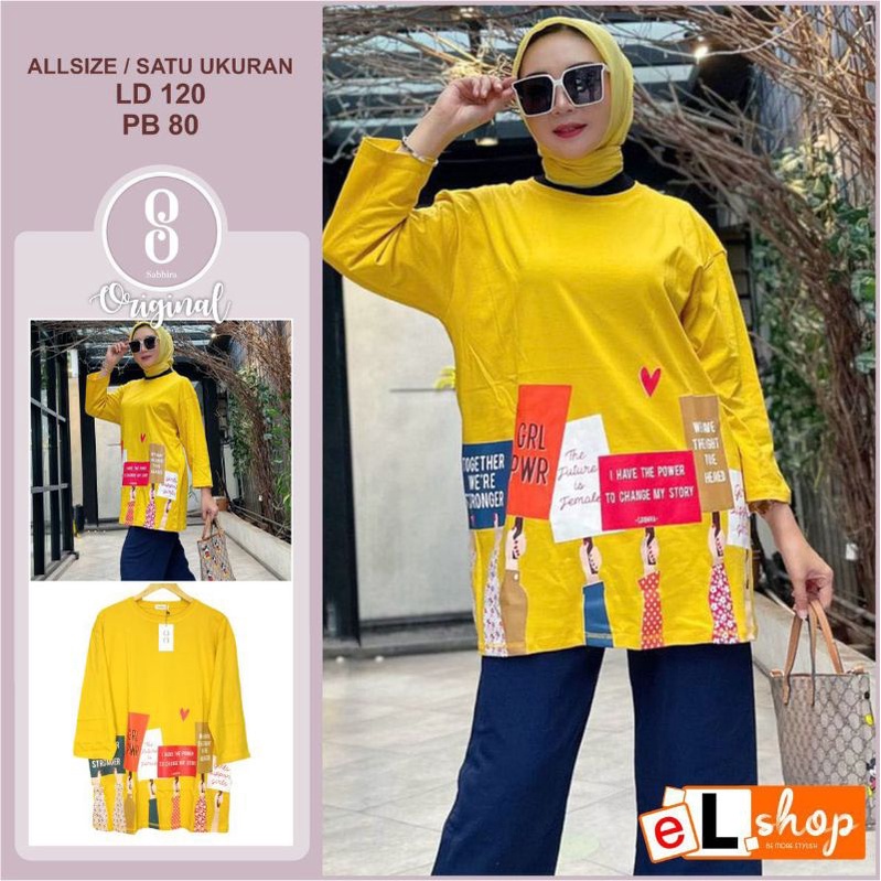 Kaos Oversize Wanita Korea Jumbo Shabira Original Premium Baju Oversized Kekinian OOTD Hijab Casual 