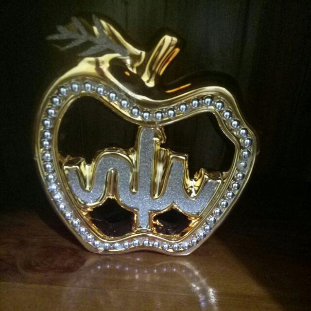 Pajangan Keramik Allah & Muhammad Diamond Gold Apel 2pc T:21cm Bb767