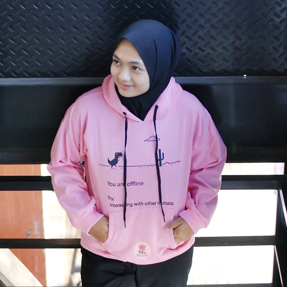OFFLINE SWEATER JAKET HOODIE OVERSIZE WANITA | HOODIE OVERSIZE WANITA KOREAN STYLE-1