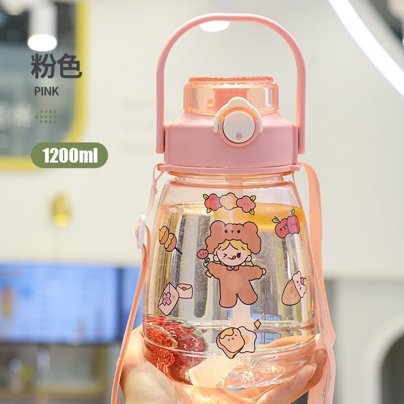 LID124- Botol Air Botol Minum Sedotan Botol Anak Karakter Stiker - You