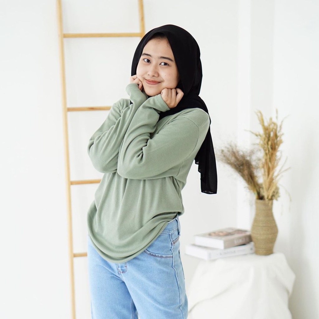 kaos Polos RIB Lengan Panjang | Rib Premium Lengan panjang Polos / Kaos Rib Wanita