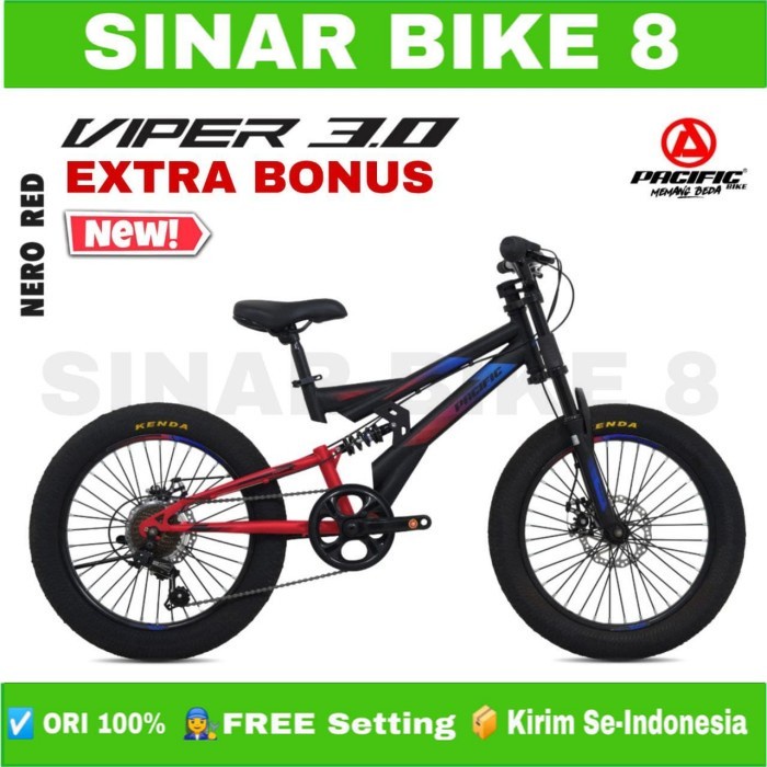 Sepeda Gunung  MTB PACIFIC VIPER 3.0 Ban Jumbo Rem Cakram New Ukuran 20 Inch