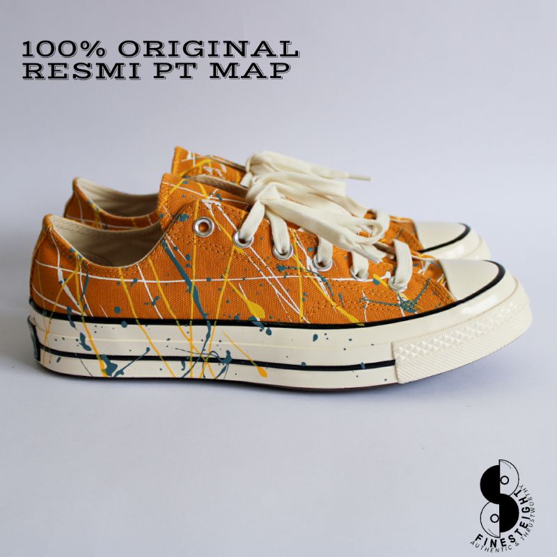 Converse CT 70s Ox Low Archive Paint Splatter Splash Sunflower Egret 170804C