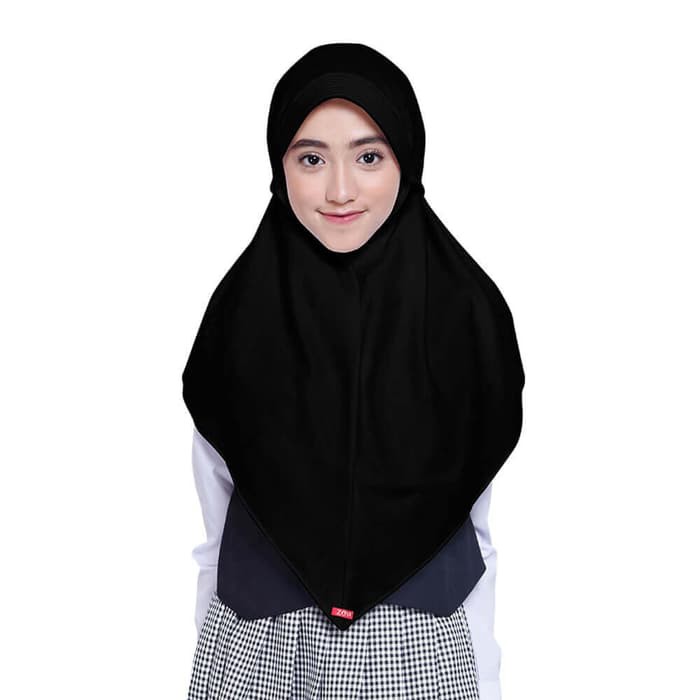 Kerudung Anak Sekolah ZOYA Bergo Hijab Instan CERIAMINI HITAM