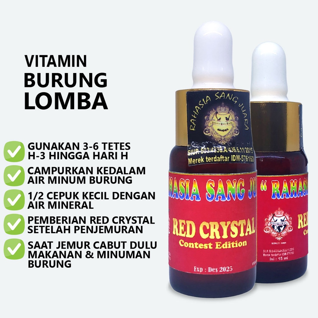 RED CRYSTAL CONTEST EDITION | VITAMIN BURUNG LOMBA MURAI BATU LOVEBIRD KACER KENARI PLECI CUCAK IJO