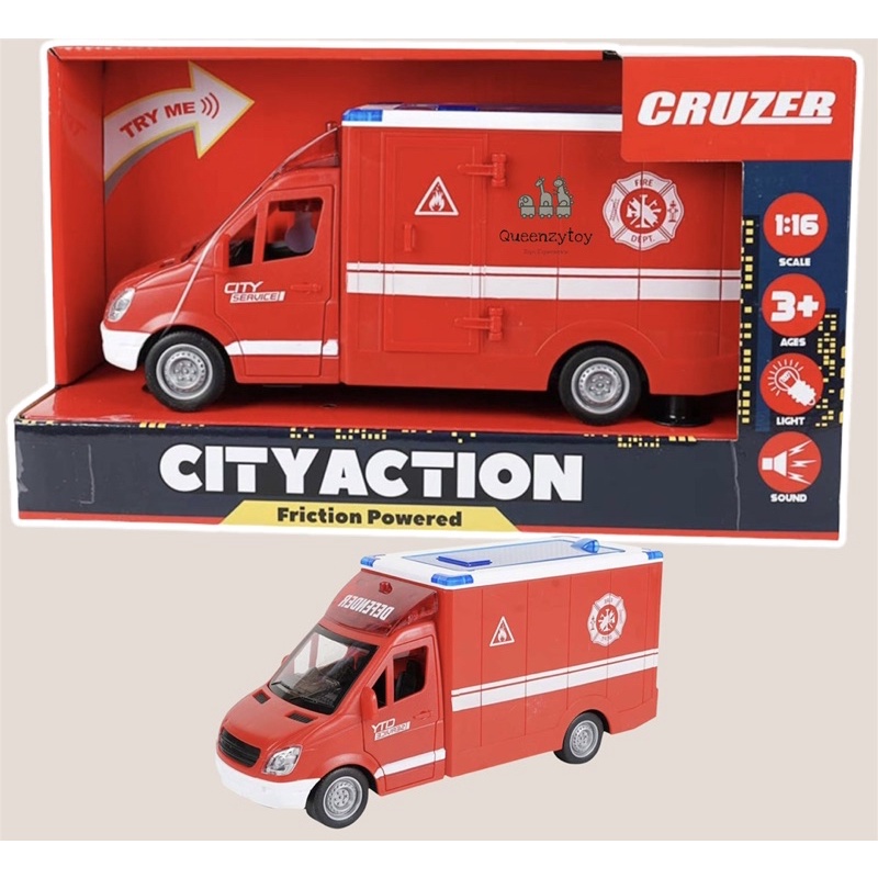 city action 1:16 fire ambulance red car mainan mobil mobilan anak sale murah best seller original