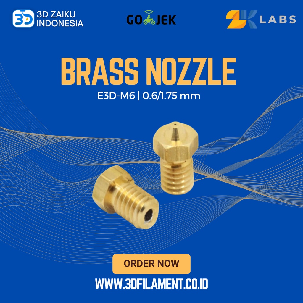 Reprap 3D Printer E3D-M6 Threaded Brass Nozzle 0.6/1.75 mm