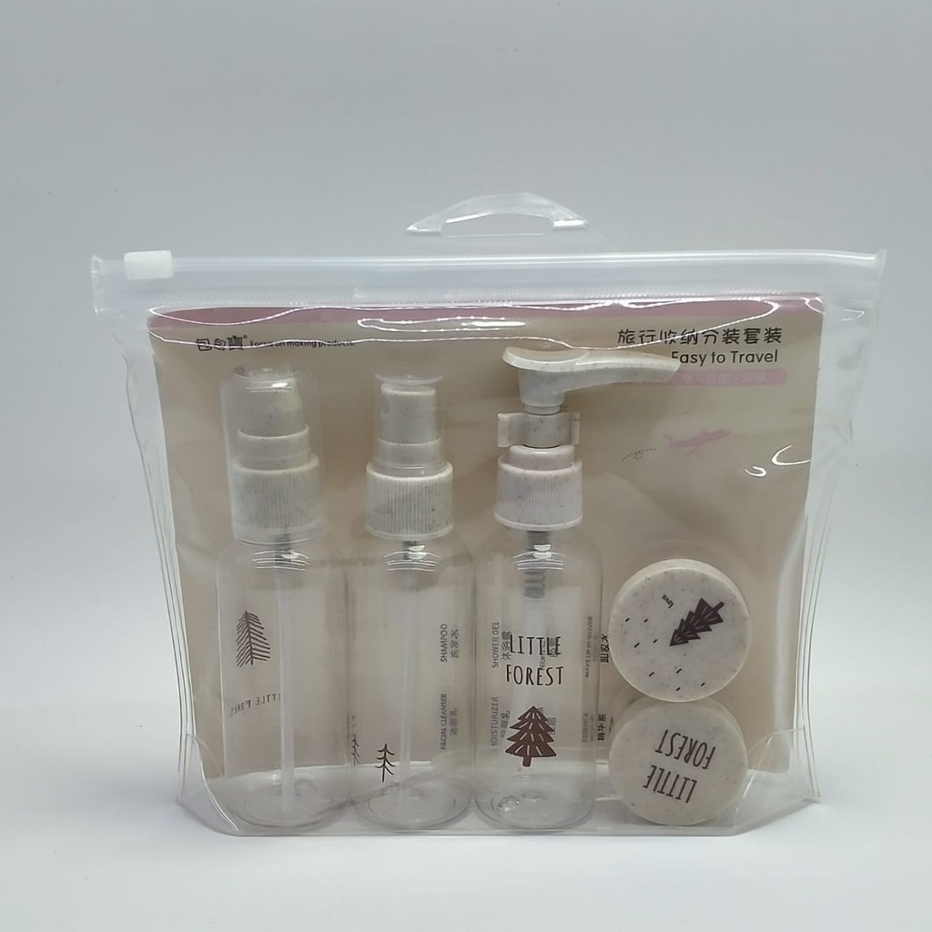 [WS] Travel Botol  Set 5 in 1 / Botol Plastik Kosong / Kosmetik Spray Mini Kecil Cocok Untuk Berpergian