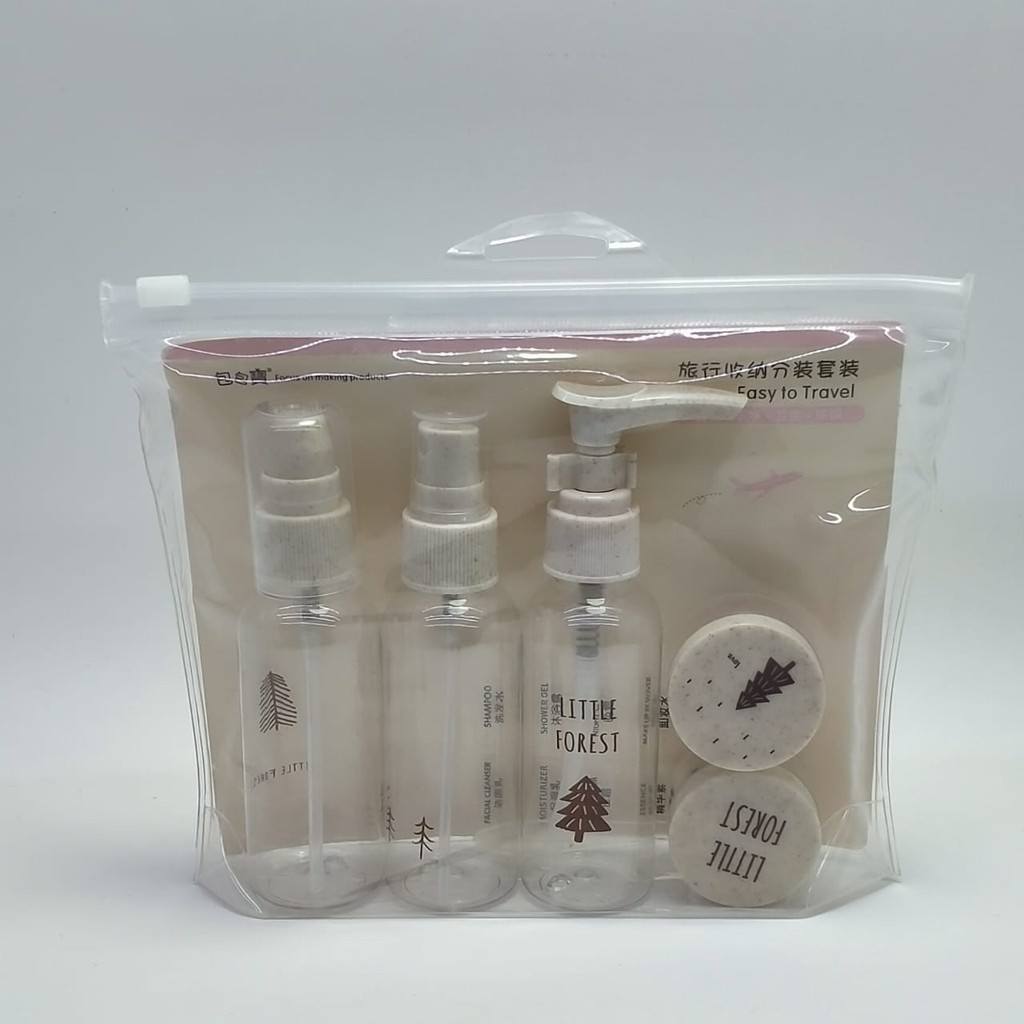 [WS] Travel Botol  Set 5 in 1 / Botol Plastik Kosong / Kosmetik Spray Mini Kecil Cocok Untuk Berpergian