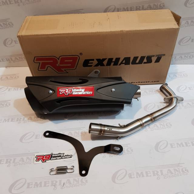 KNALPOT R9 MISANO BLACK YAMAHA AEROX 125 ORIGINAL
