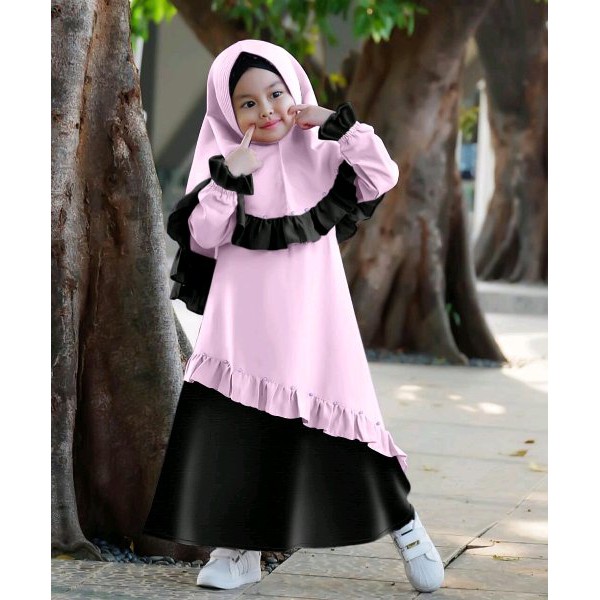 Gamis Syari Tiara Kids Busana Muslim Anak Perempuan Cantik Lucu