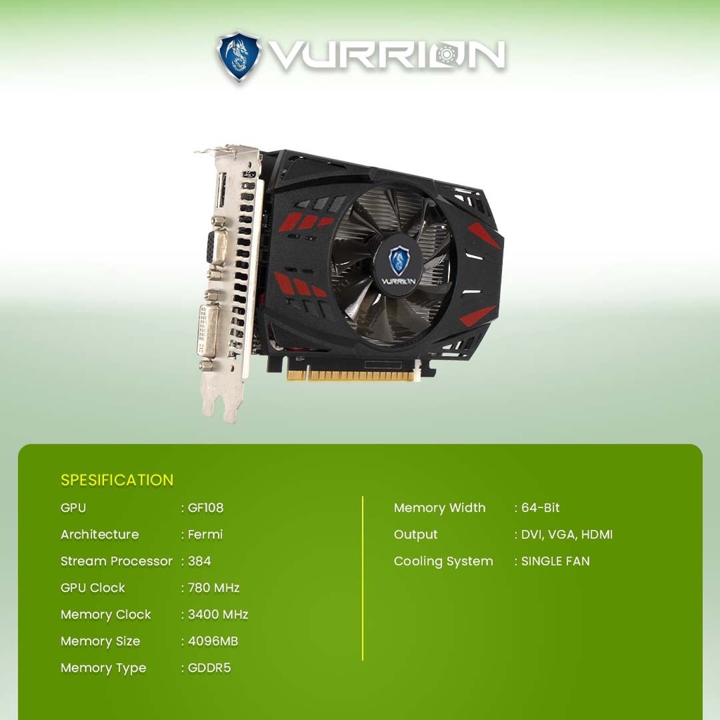 VGA AGS VURRION NVIDIA GT730 4GB GDDR5 64bit REAL CAPACITY