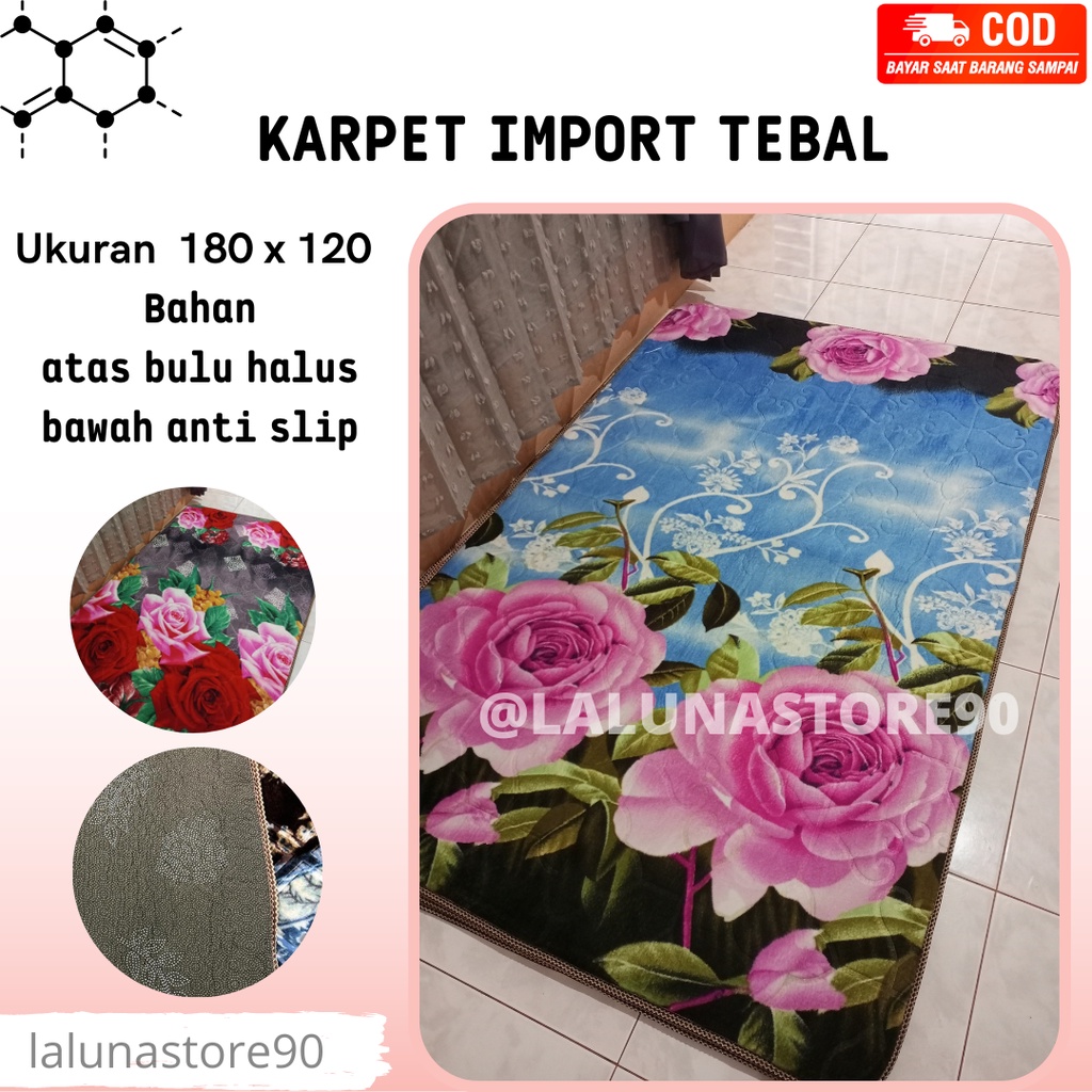 Karpet Lantai Kecil Ukuran 180x120 | Karpet Import Malaysia Bahan Busa Halus Tebal Premium | Peralat