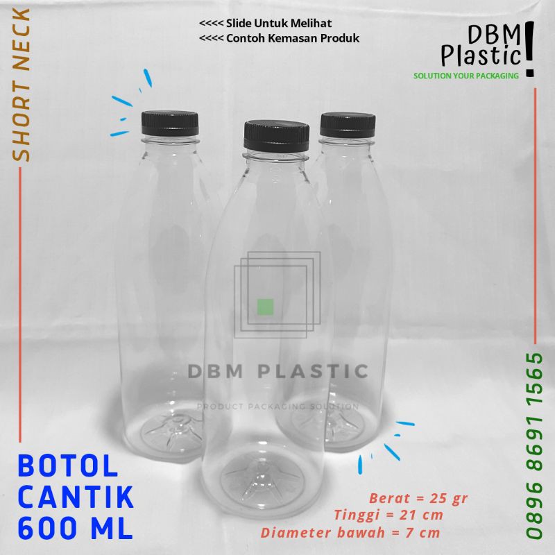 (Min.10pcs) Botol Plastik Cantik 600ml . Botol PET Valencia 600 ml . Botol Cantik 600 ml