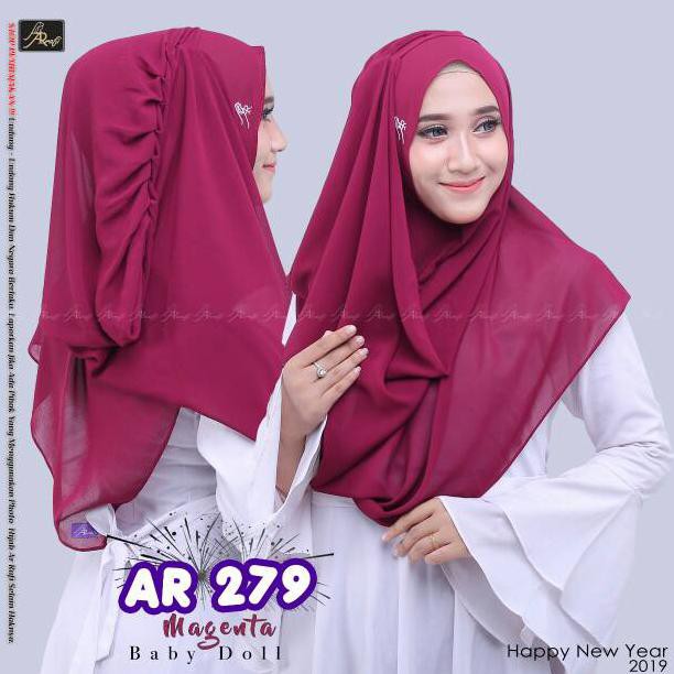 Hijab ArRafi AR 279 pashmina instan pashtan baby doll kerudung pashmina jilbab pashtan 2 lubang