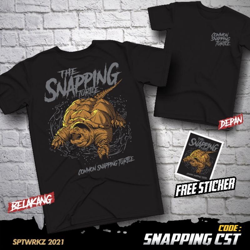 Kaos Reptile Snapping CST Cotton Combed 30S Adem Nyaman Sablon DTF Premium Free Sticker