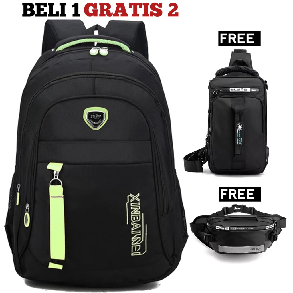 BUY 1 GET 2 - Tas Pria ZB RDN 069 Distro Raindoz Bandung Ransel Punggung Backpack Cowok Keren Sek BRAN NB-Tp BJ