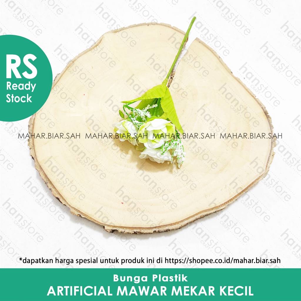 1 Pcs Bunga Artificial Mawar Mekar Kecil / bunga dekorasi mahar / bunga plastik / SHABBY / Dekorasi-Putih