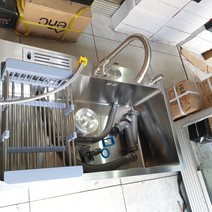 Wastafel - Bak Cuci Piring Tebal Stainless 304 Thsink 75Cm Paket Lengkap