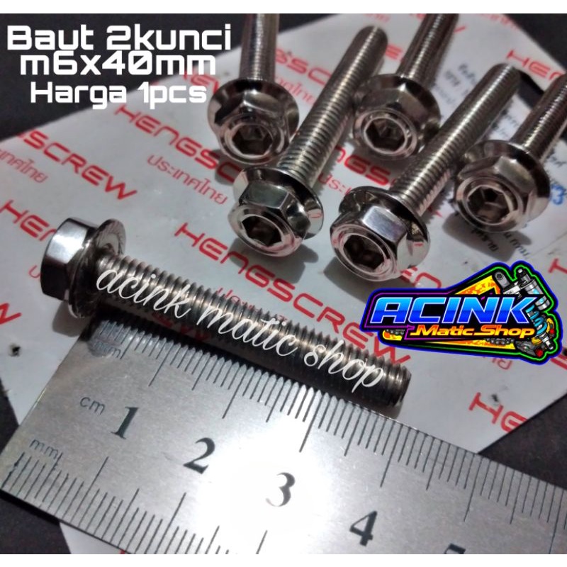 BAUT PROBOLT 6X40 M6X40 6X40 DRAT 10 PANJANG 40MM 4CM STAINLESS 2 KUNCI