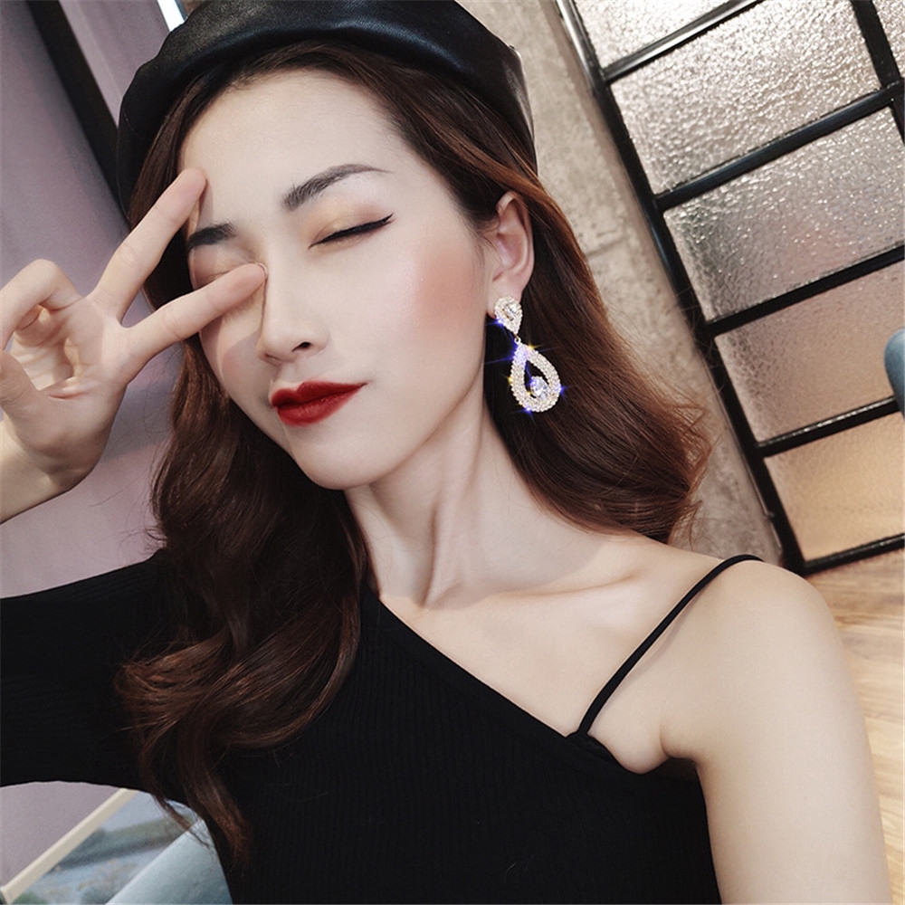 Bayar Di Tempat Anting-Anting Super Dropling Diamond Super berbentuk anting-anting wanita-5