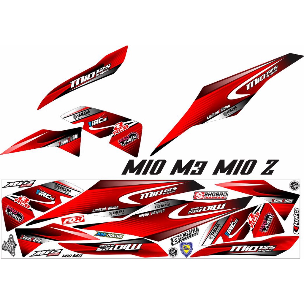 STIKER LIS/ COD-VARIASI MOTOR YAMAHA MIO M3 MIO Z STRIPING/STIKER RACING VARIASI MERAH STRIPING