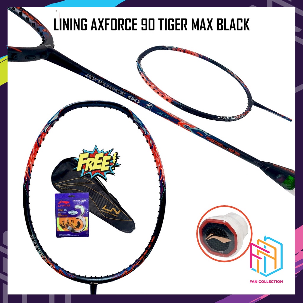 New Lining Axforce 90 Tiger Max Raket Badminton Original
