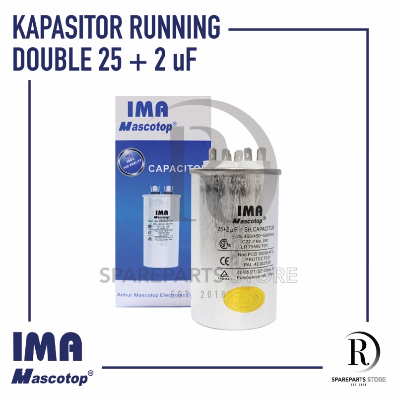 Kapasitor Ganda AC / Capasitor Ganda AC 25 + 2UF IMA Mascotop
