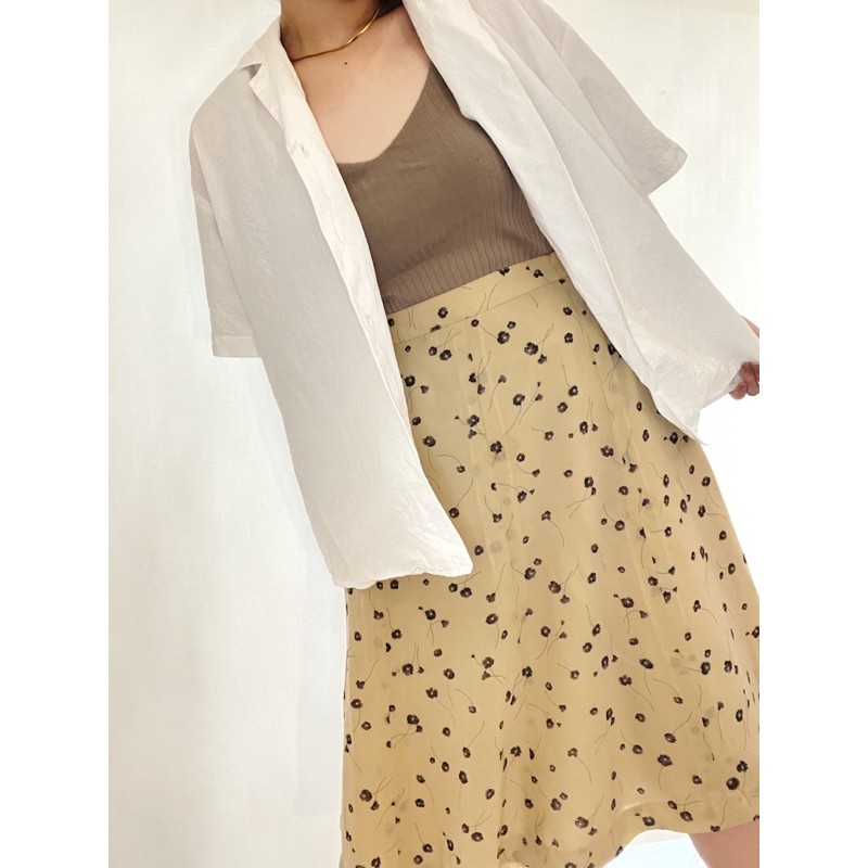 Vintage Flower A-line Skirt in Nude