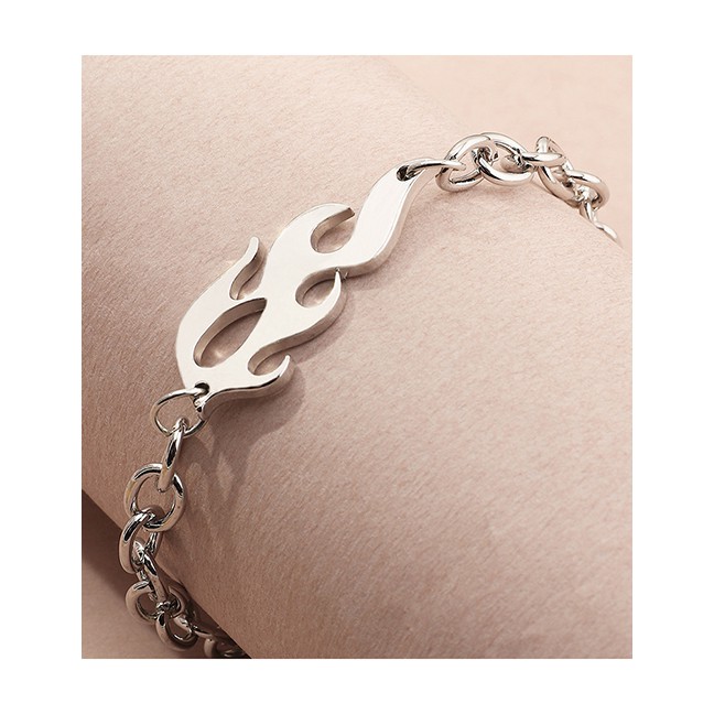 LRC Gelang Tangan Fashion Silver Flame Hollow Alloy Bracelet K77751