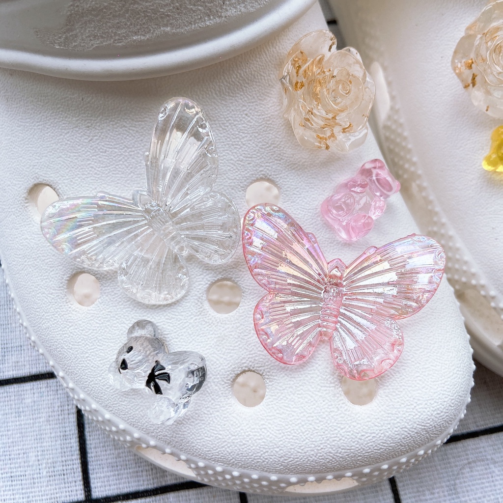 Charms Butterfly Suit Crocs Jibz Untuk Aksesoris Dekorasi Sepatu Wanita